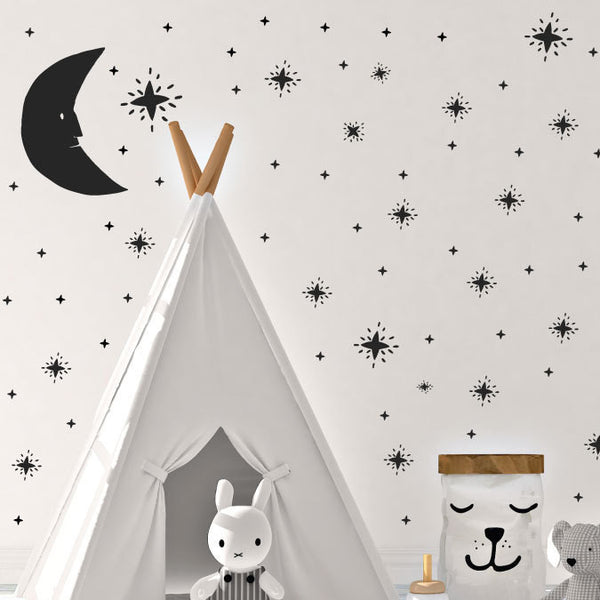 Hand-drawn Moon & Stars Mural - Dana Decals