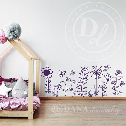 Whimsical Doodled Garden Wall Scene - Dana Decals