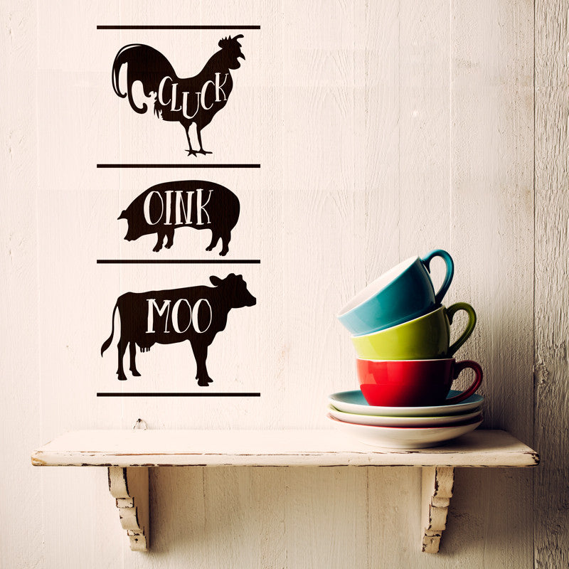 Cluck Oink Moo Farm Animal Sign - Dana Decals