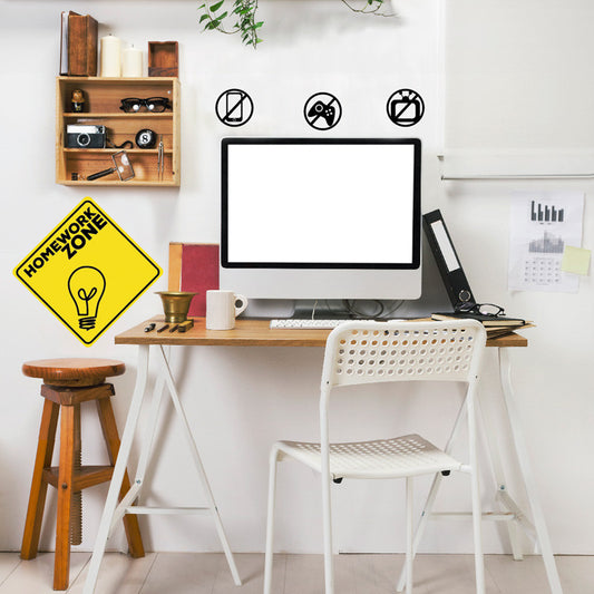 Homework Zone Road Sign With Icons - Dana Decals