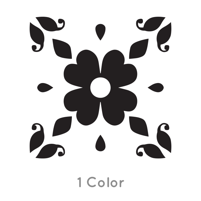 Floral Tile Pattern, 1 Color - Dana Decals