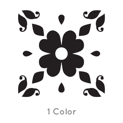 Floral Tile Pattern, 1 Color - Dana Decals