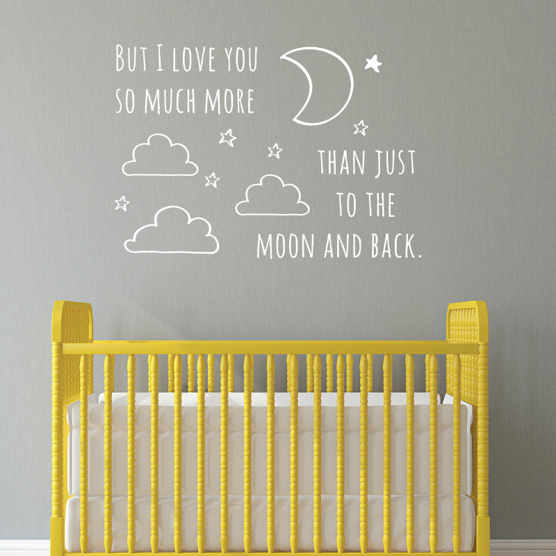 Moon And Back Doodle Quote - Dana Decals