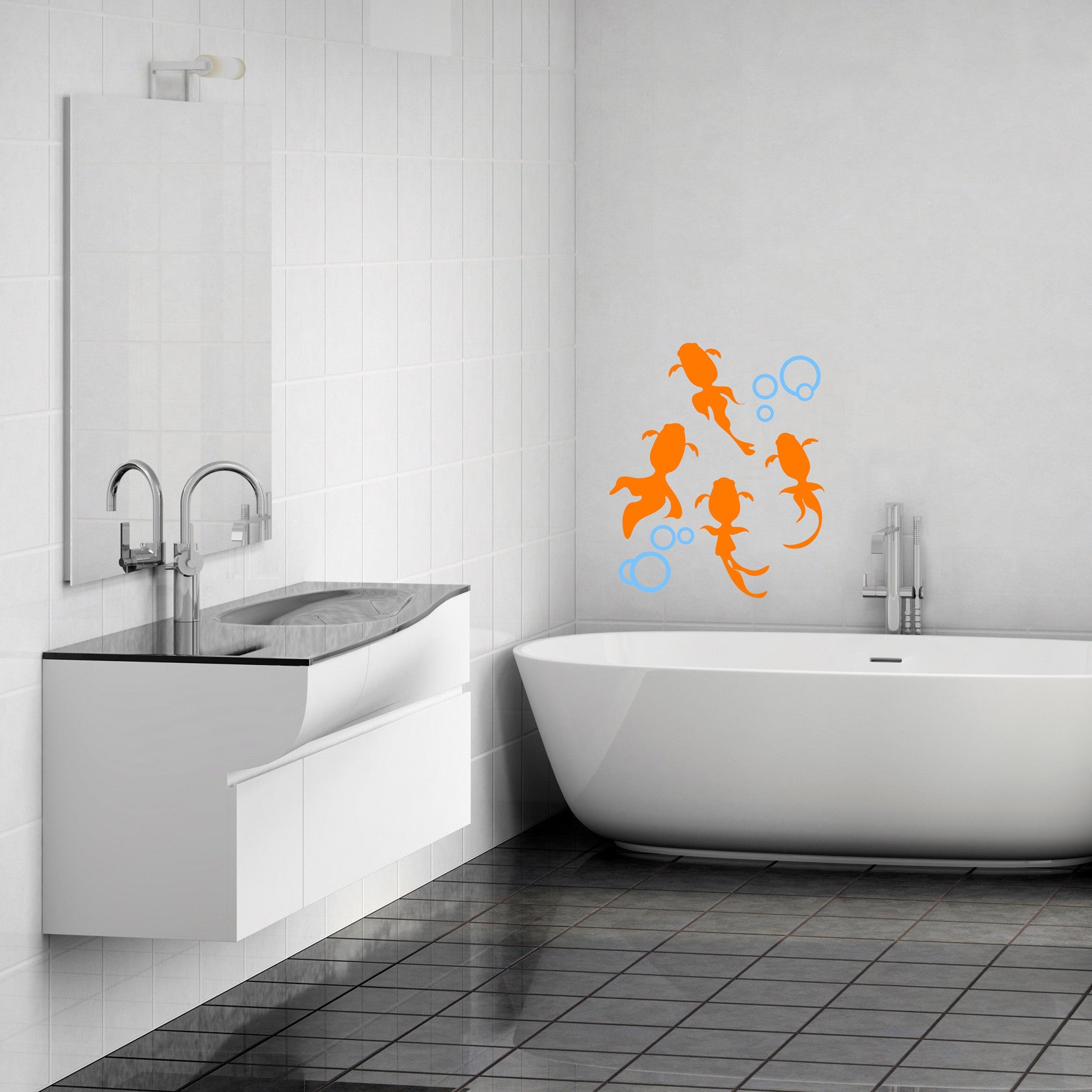 Koi Goldfish with Bubbles - Dana Decals