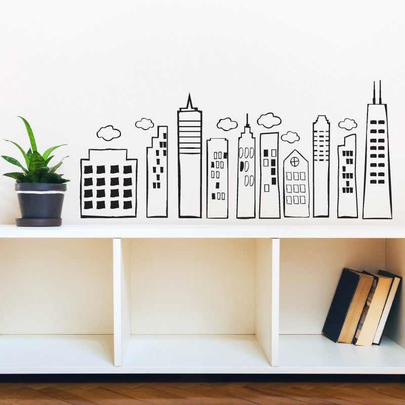 Whimsical Doodled City Skyline - Dana Decals