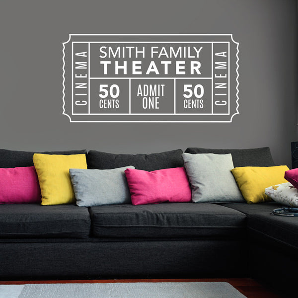 Personalized Family Movie Theater Ticket - Dana Decals