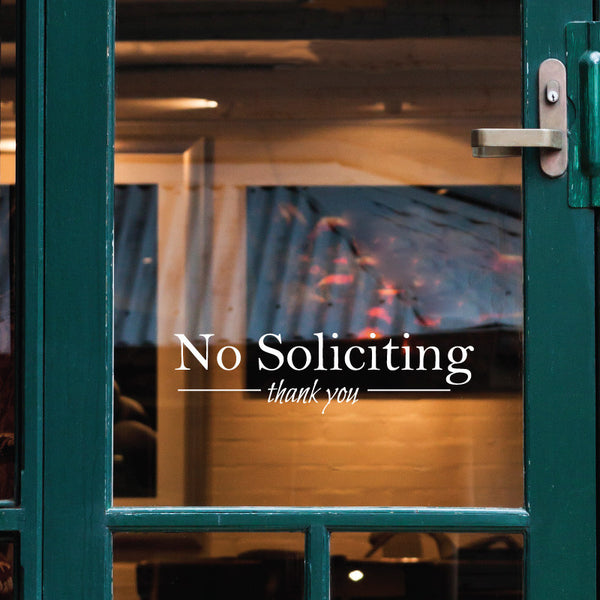 No Soliciting Thank You Door Sign - Dana Decals