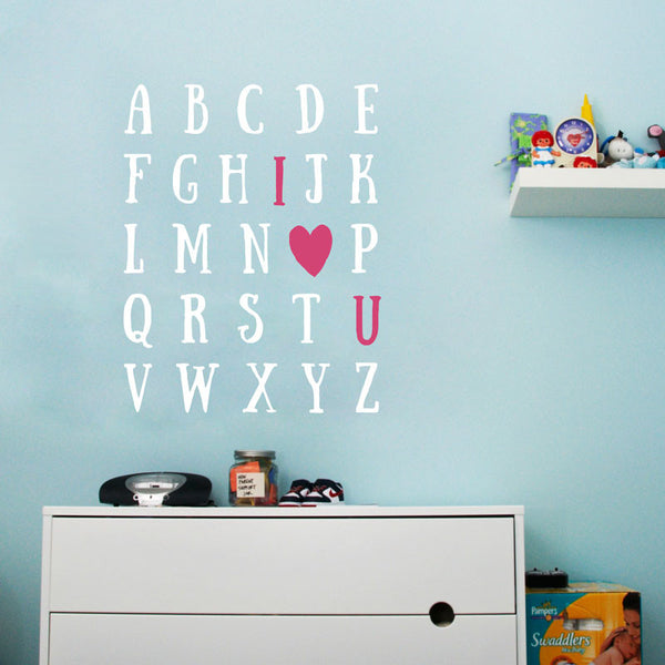 I Heart U Alphabet - Dana Decals