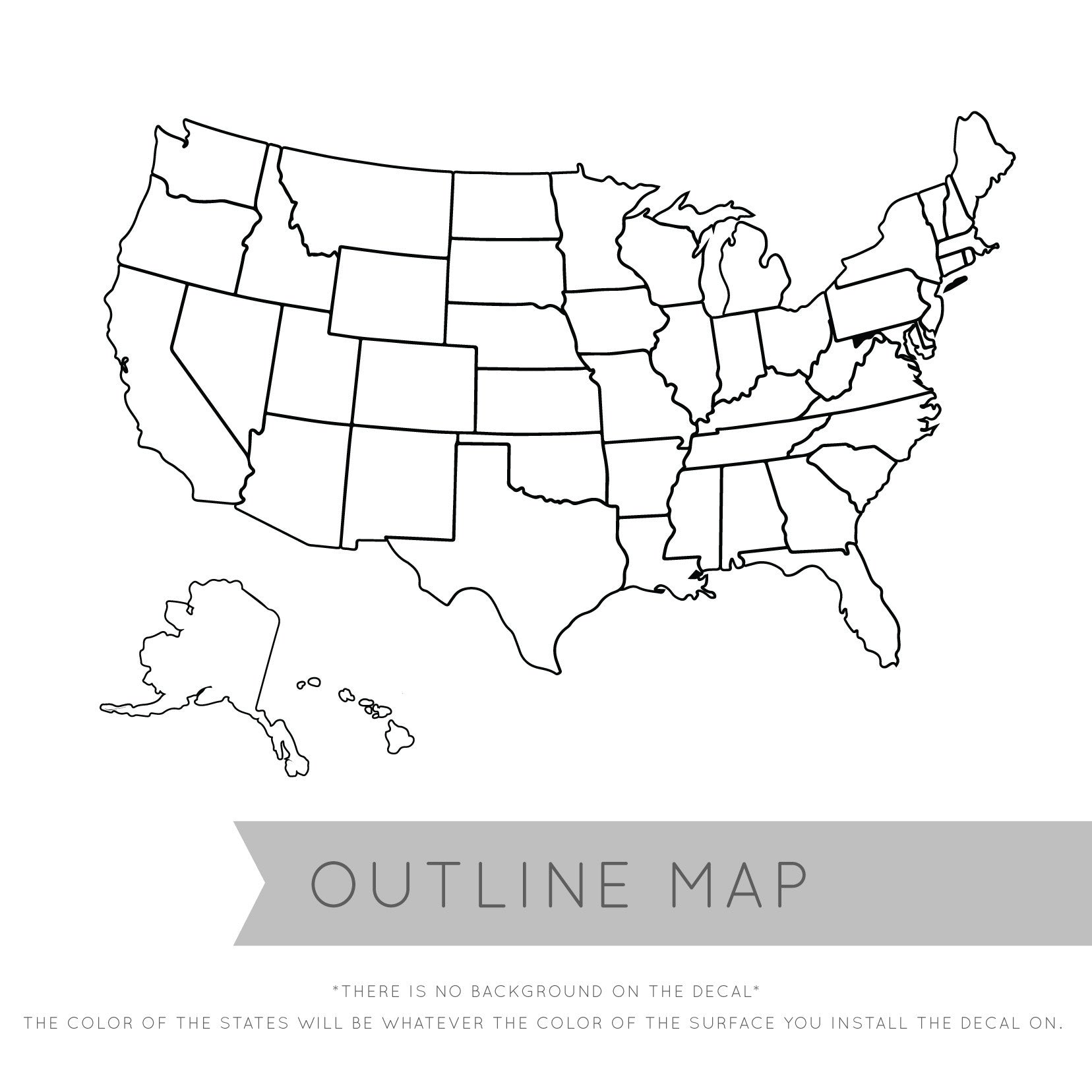 Outlined United States Map - Dana Decals