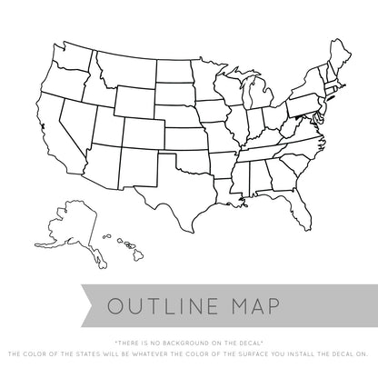 Outlined United States Map with Fill-In State Packs - Dana Decals