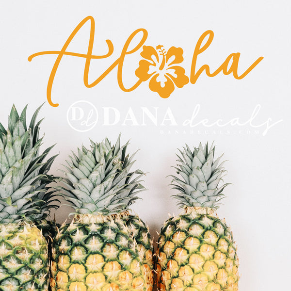 Aloha Floral Hibiscus Quote - Dana Decals