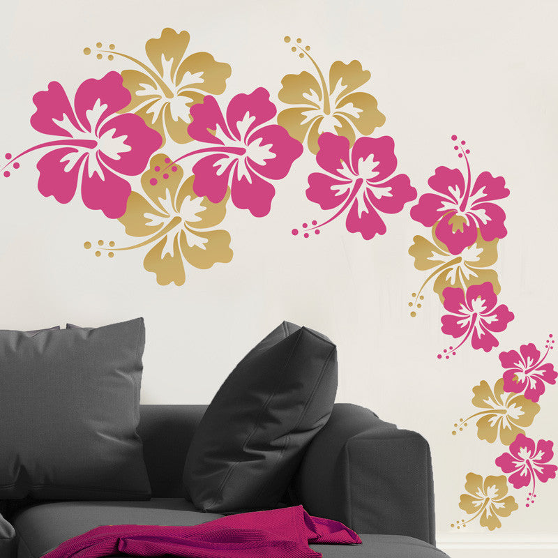 Cascading Hibiscus Flowers - Dana Decals