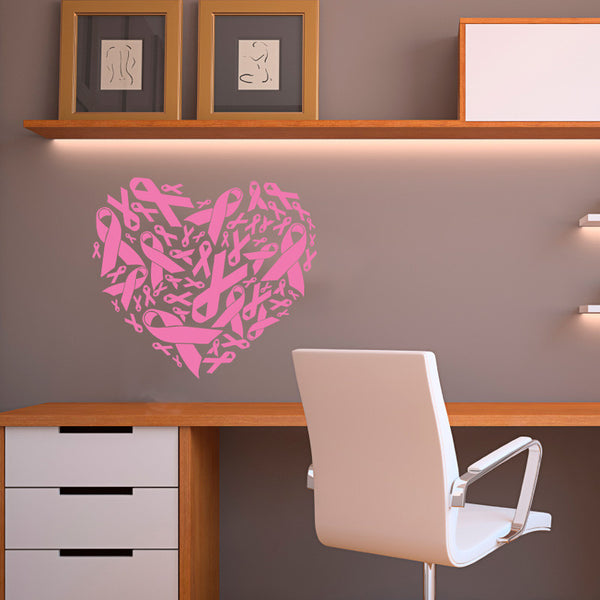 Pink Ribbon Pattern Heart - Dana Decals