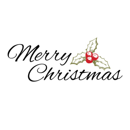 Merry Christmas with Holly Plant - Dana Decals