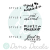 Assorted Just Married Decal Styles - Dana Decals