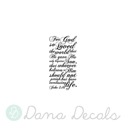 John 3:16 Bible Verse Quote - Dana Decals