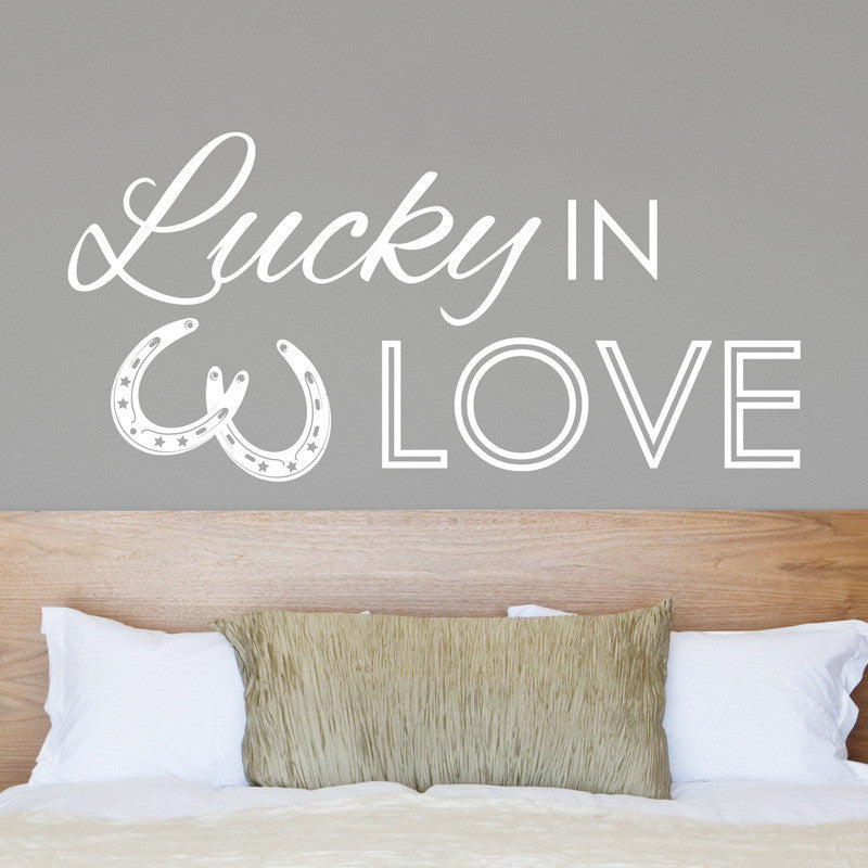 Lucky in Love Quote with Horseshoes - Dana Decals