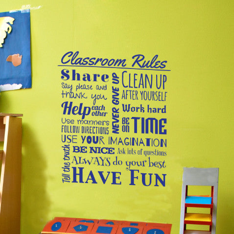 Classroom Rules Typographic Decal - Dana Decals