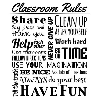 Classroom Rules Typographic Decal - Dana Decals
