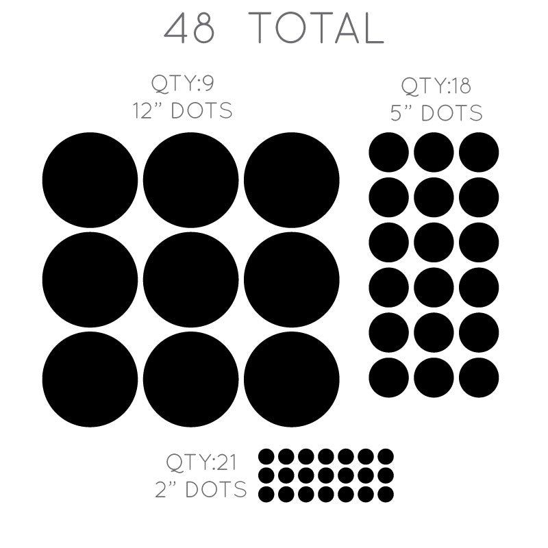 Multi-size Polka Dot Wall Pattern Decal, Single Color - Dana Decals