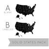 Outlined United States Map with Fill-In State Packs - Dana Decals