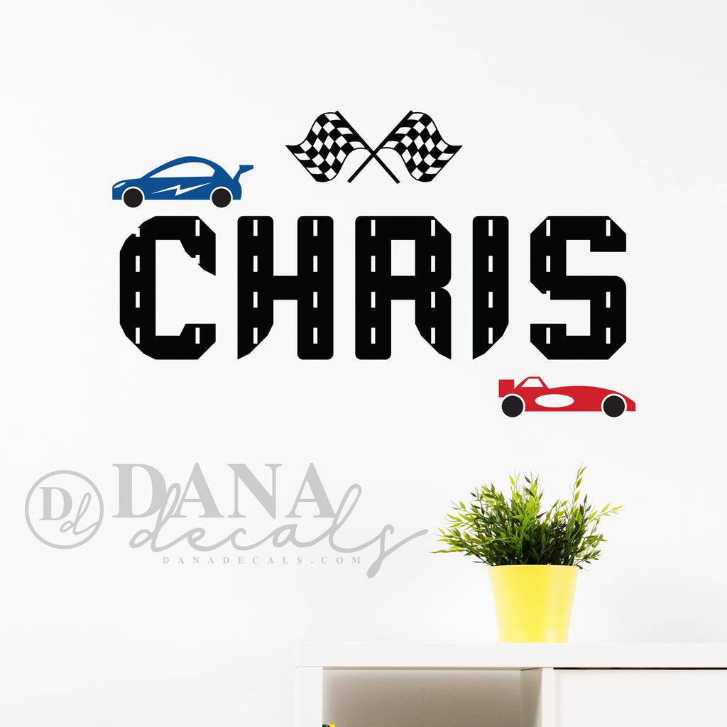 Personalized Race Car  Name Decal - Dana Decals