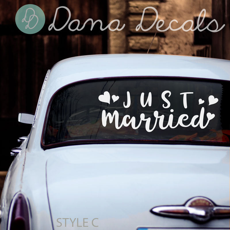 Assorted Just Married Decal Styles - Dana Decals