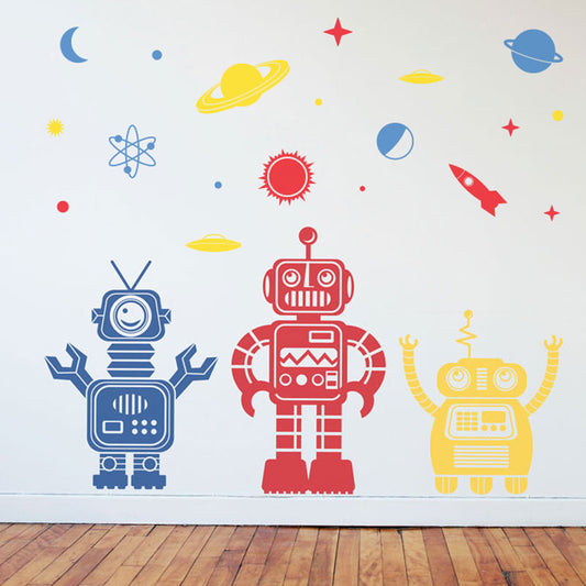 Friendly 3 Color Space Robot Collection - Dana Decals