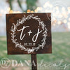 Custom Initial and Date Wreath Decal - Dana Decals