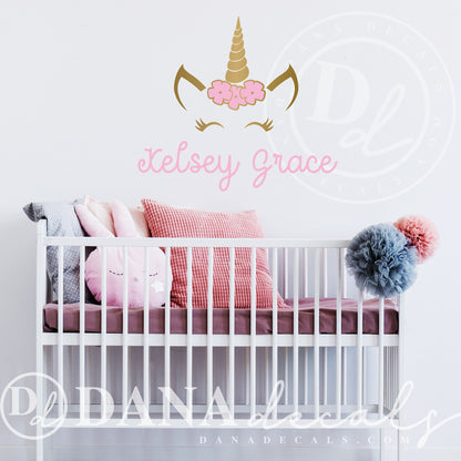 Magical Unicorn Name Decal with Name - Dana Decals