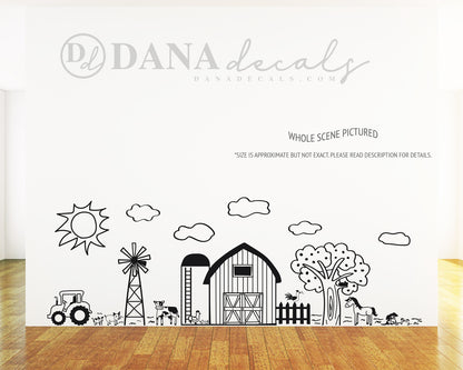 Doodled Farm Animals Country Decal Scene - Dana Decals