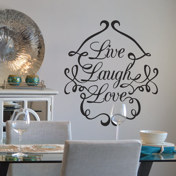 Live Laugh Love Swirly Quote - Dana Decals