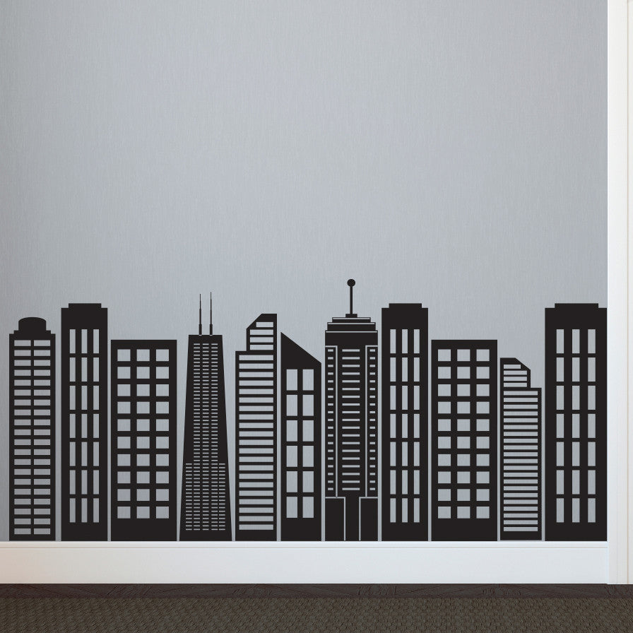 Simple Geometric City Skyline Silhouette - Dana Decals